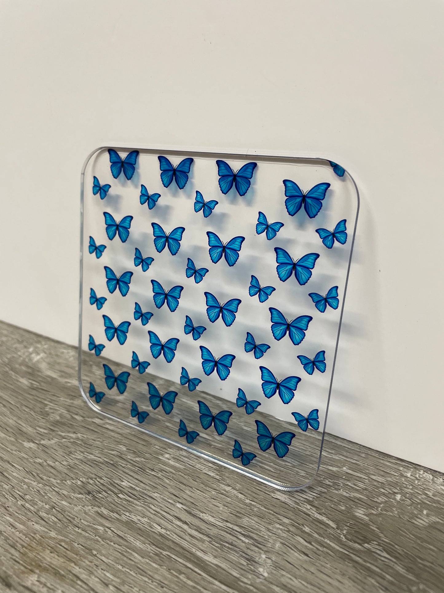 Patterned acrylic sheet - Blue butterfly design