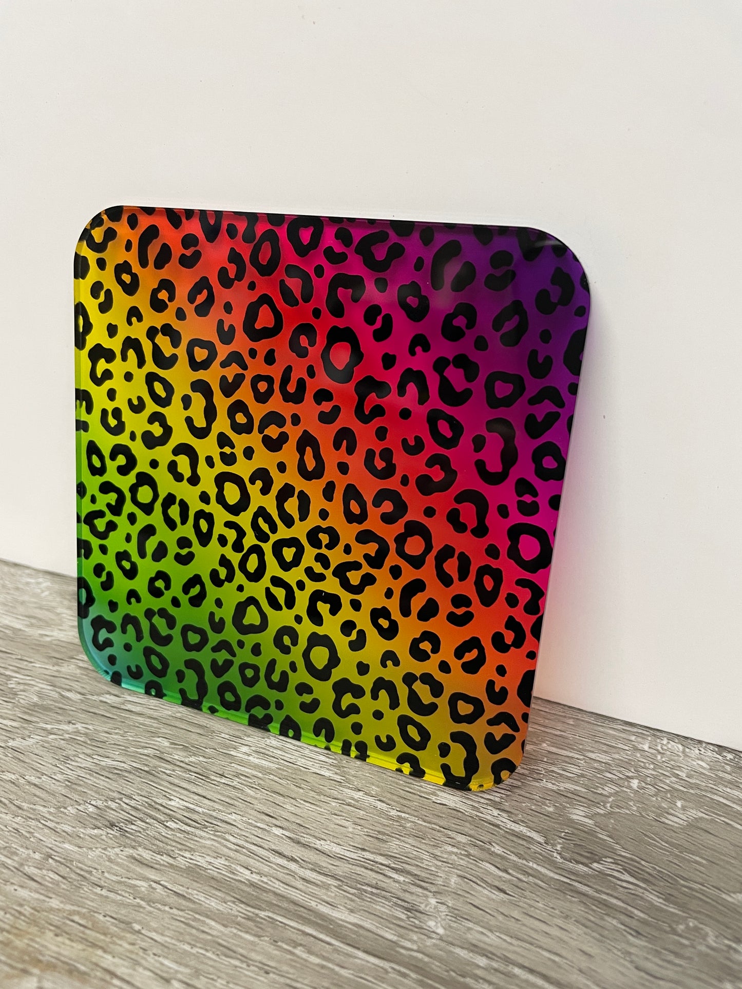 Patterned Acrylic 3mm Rainbow Leopard Highgloss/Matt