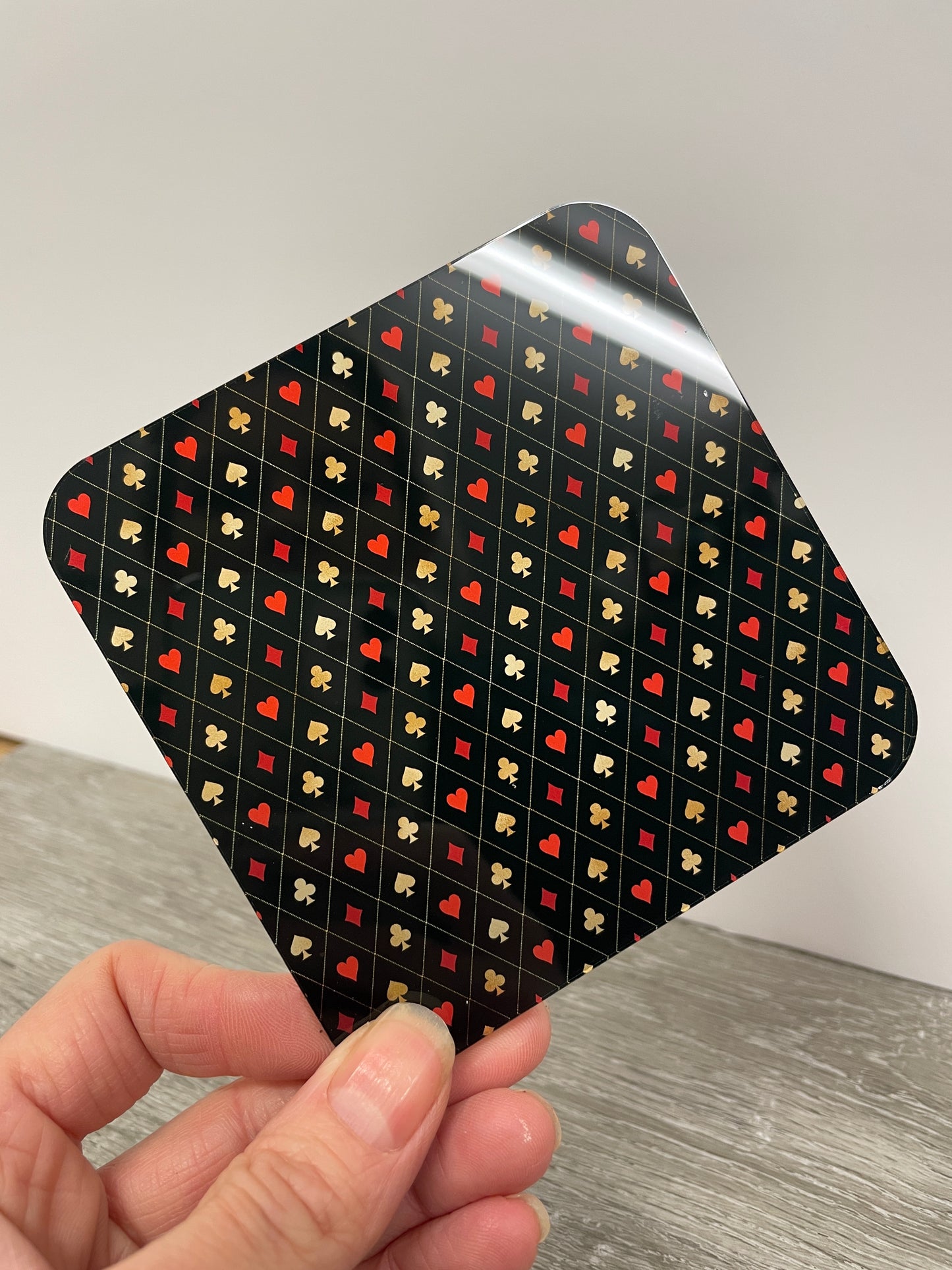 Patterned Acrylic 3mm Deck Of Cards black background Highgloss/Matt