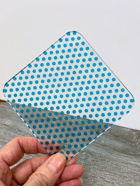 Patterned Acrylic 3mm Blue Polka Dots Highgloss/Matt