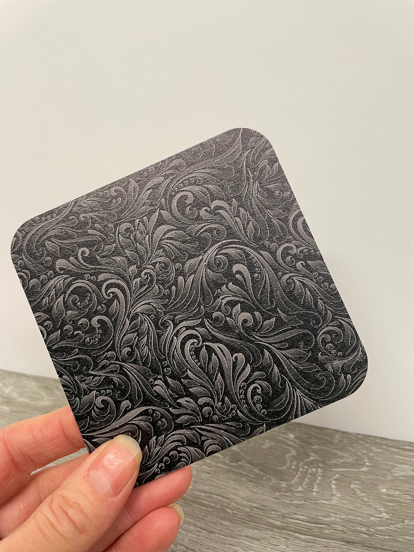 Patterned MDF sheet 3mm black grey floral matt finish