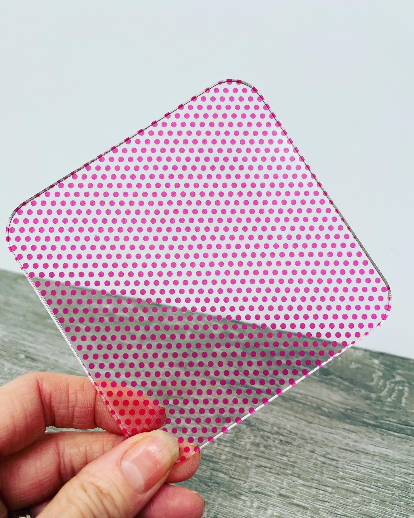 Patterned Acrylic 3mm Pink Polka Dot Highgloss/Matt